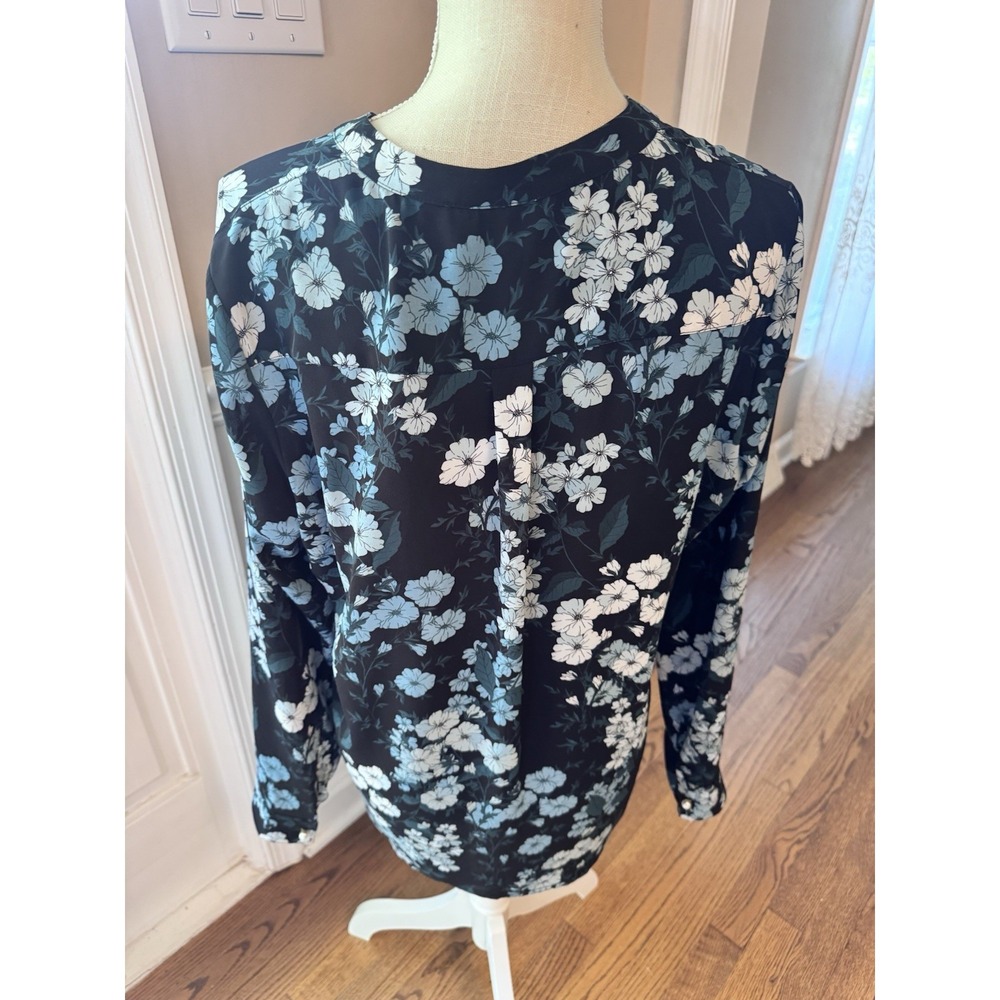 Karl Lagerfeld Floral Print Blouse Shirt Tunic Top Size Large - Picture 4 of 15